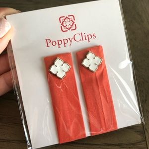 BNIB Coral and white Poppy Clips